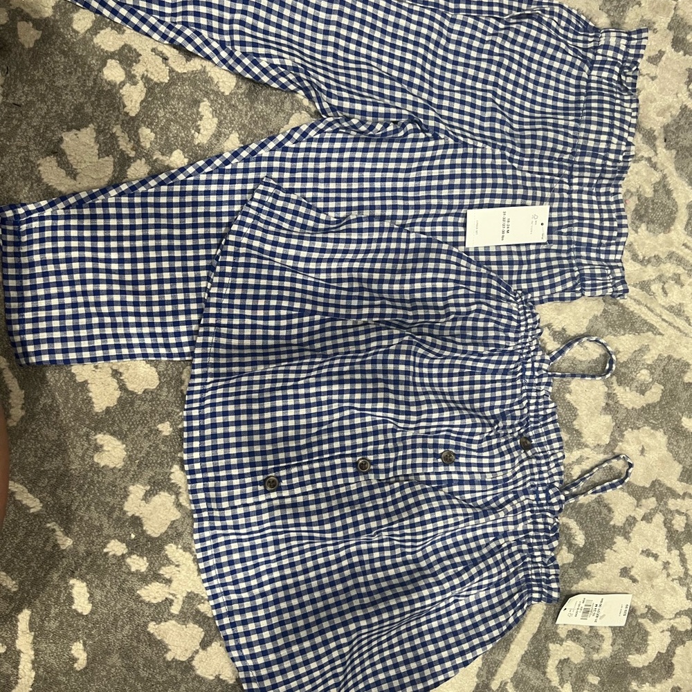 Blue and White Gingham Top and Pants Set Size 18-24 month